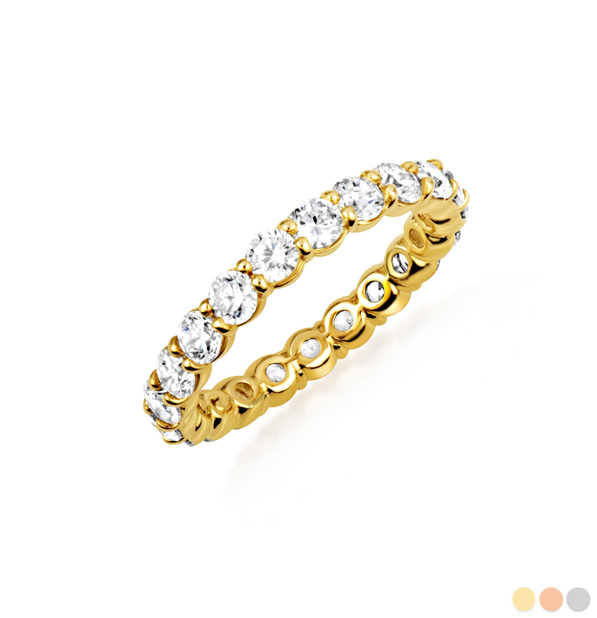 14K Gold 2.25cts Lab-Grown Diamond Pave Set 3 mm Wedding Band Ring