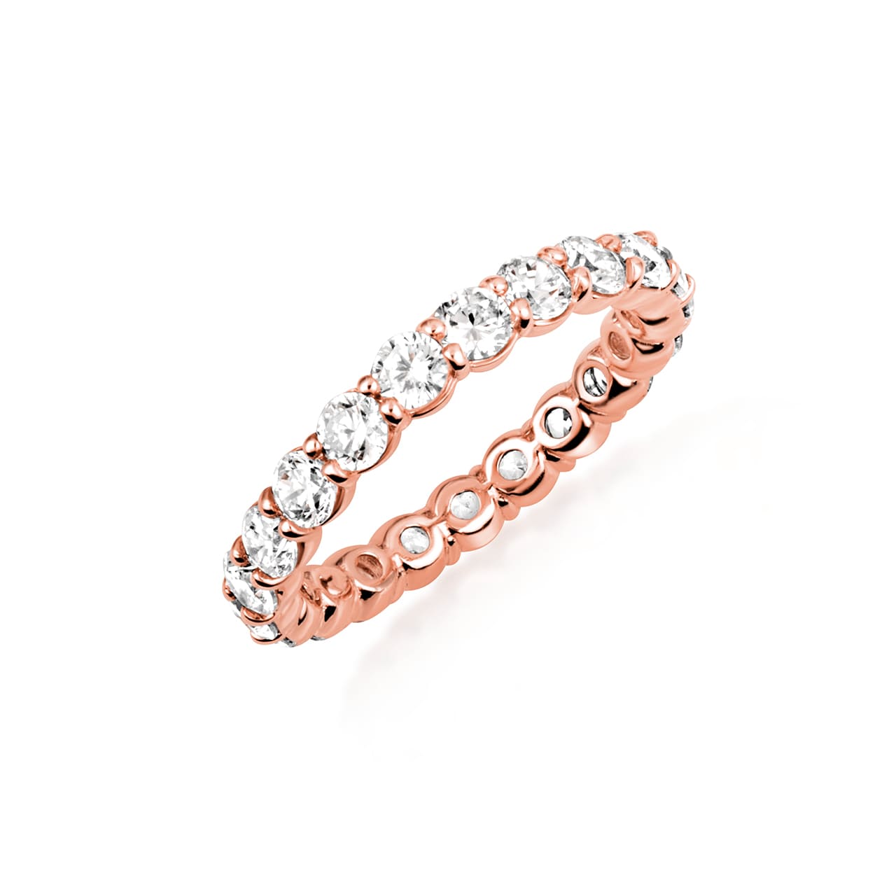 14K Gold 2.25cts Lab-Grown Diamond Pave Set 3 mm Wedding Band Ring, view 6