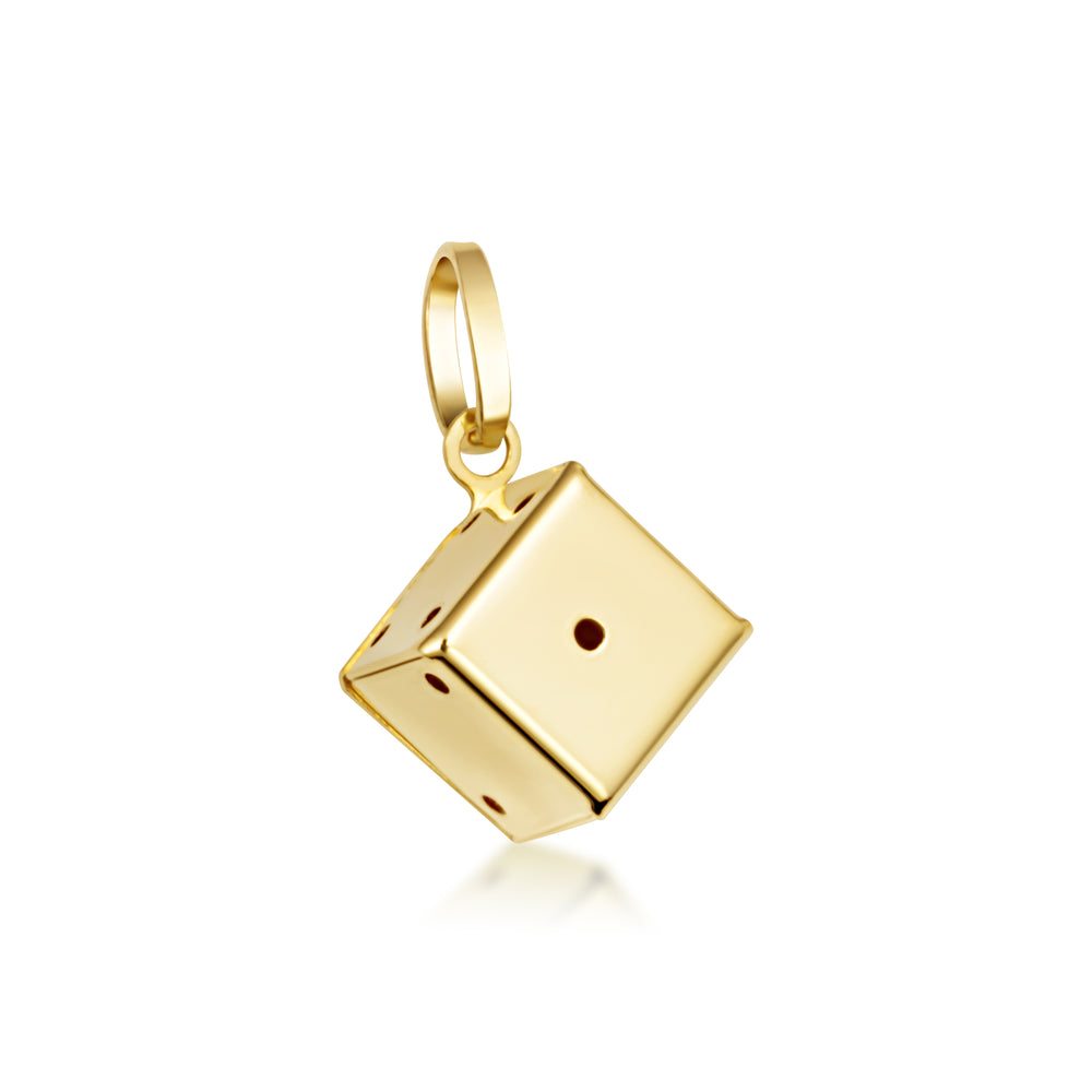 14K Gold 3D Playing Dice Pendant Necklace