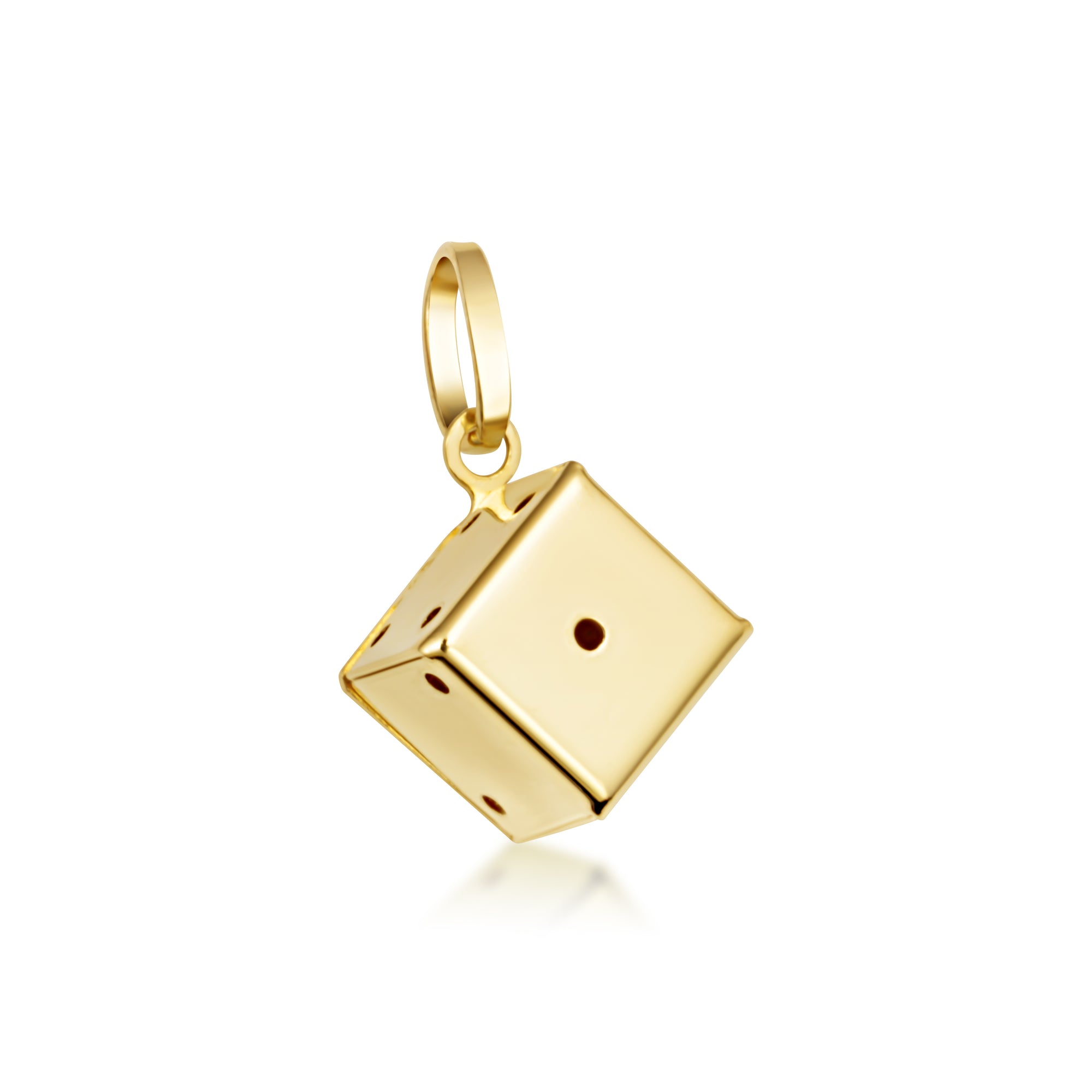 14K Gold 3D Playing Dice Pendant Necklace