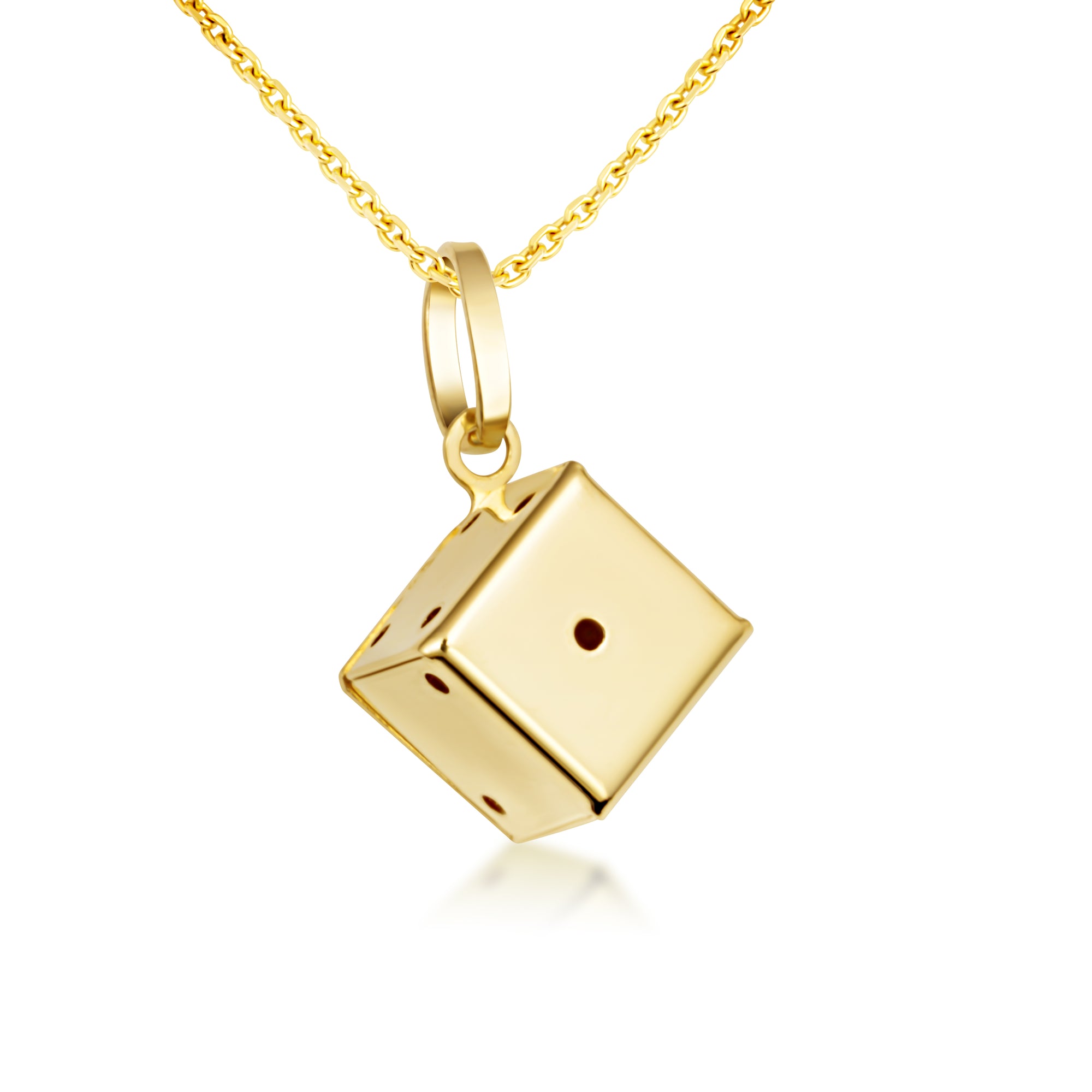 14K Gold 3D Playing Dice Pendant Necklace, view 5