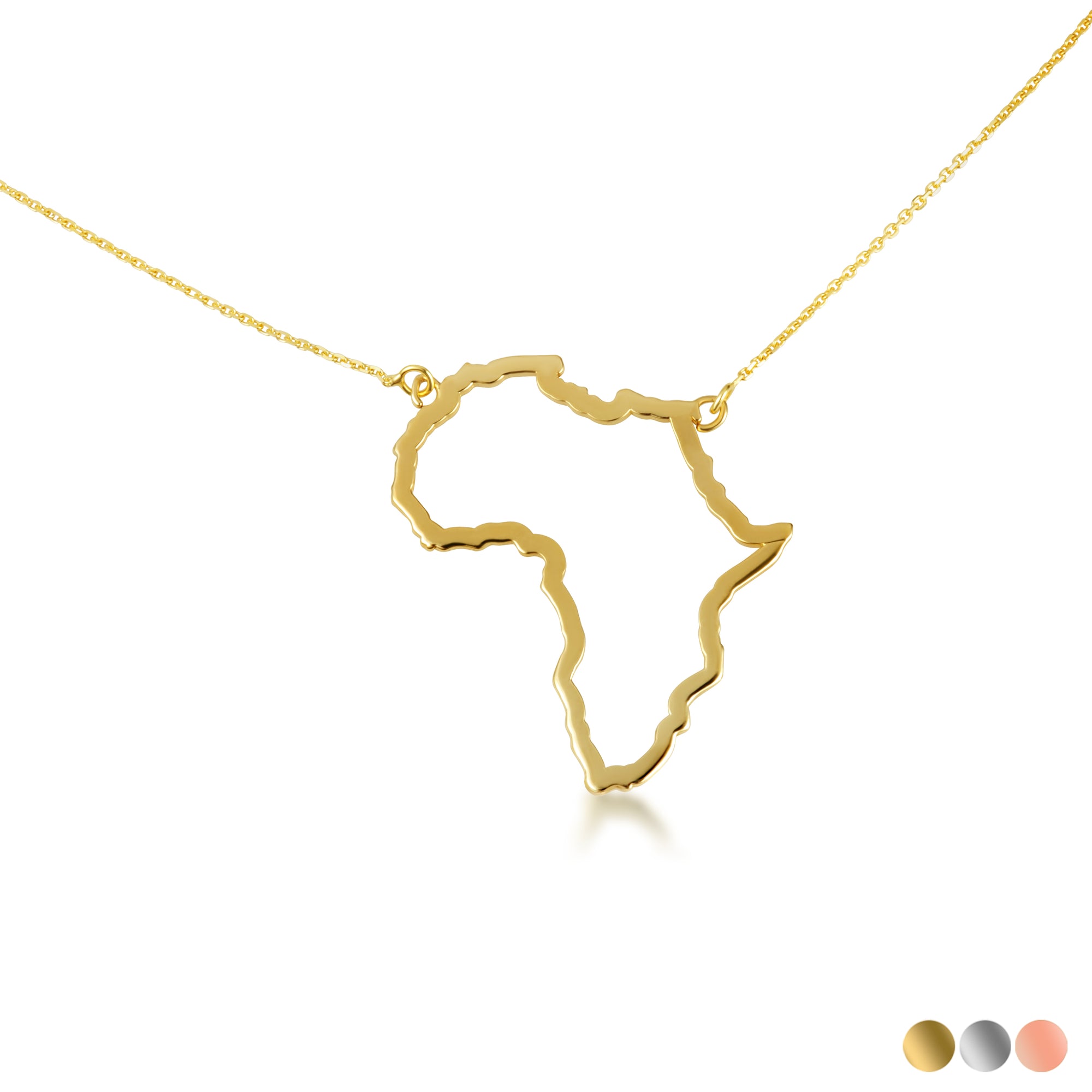 14K Gold Africa Map Pendant Necklace