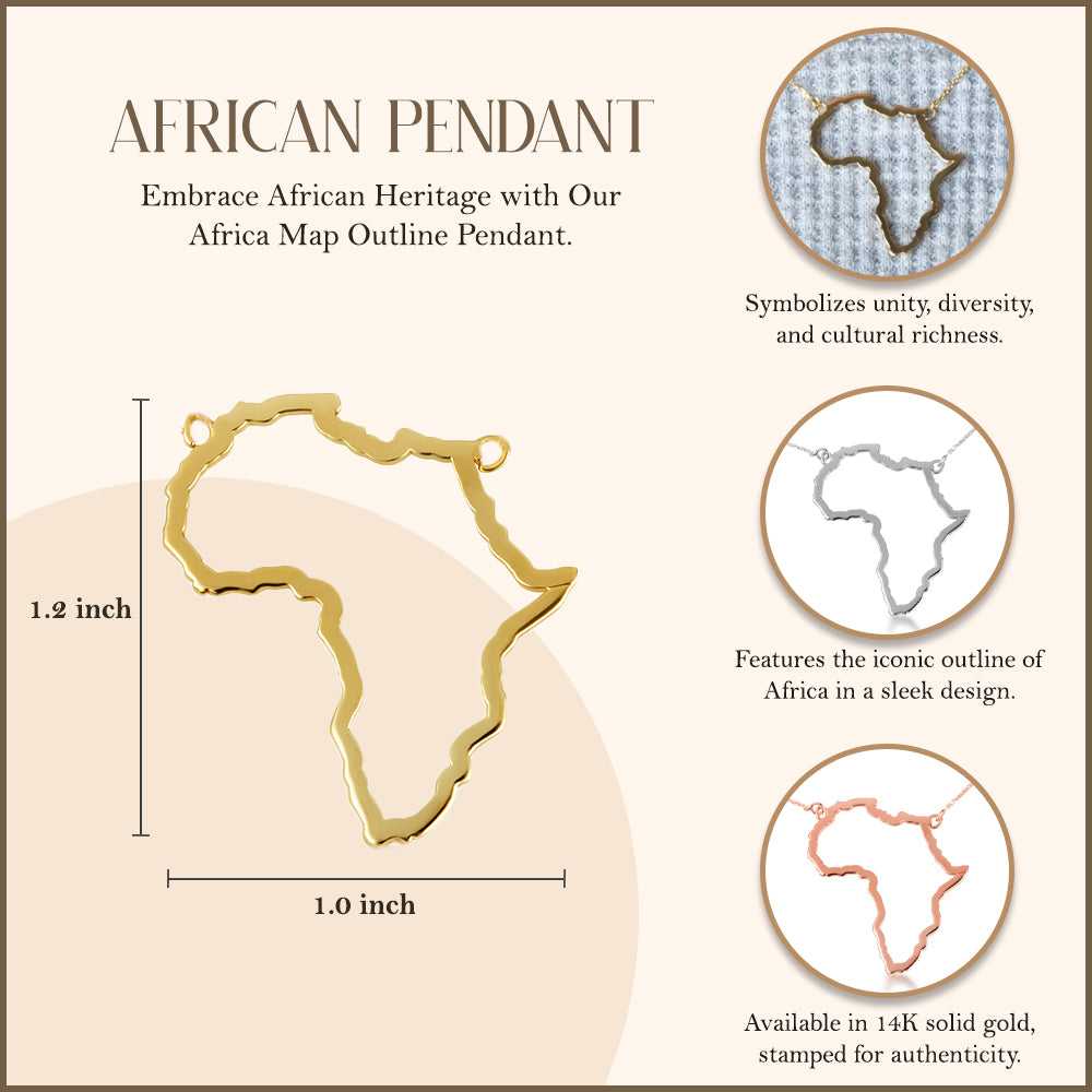 14K Gold Africa Map Pendant Necklace, view 3