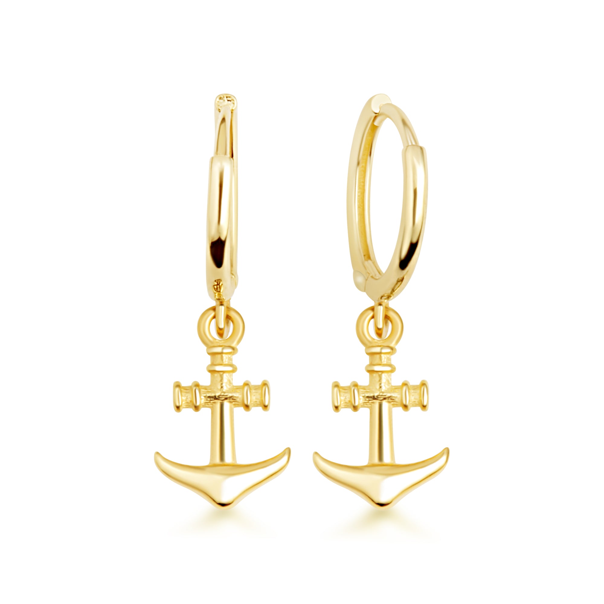 14K Gold Anchor Earrings