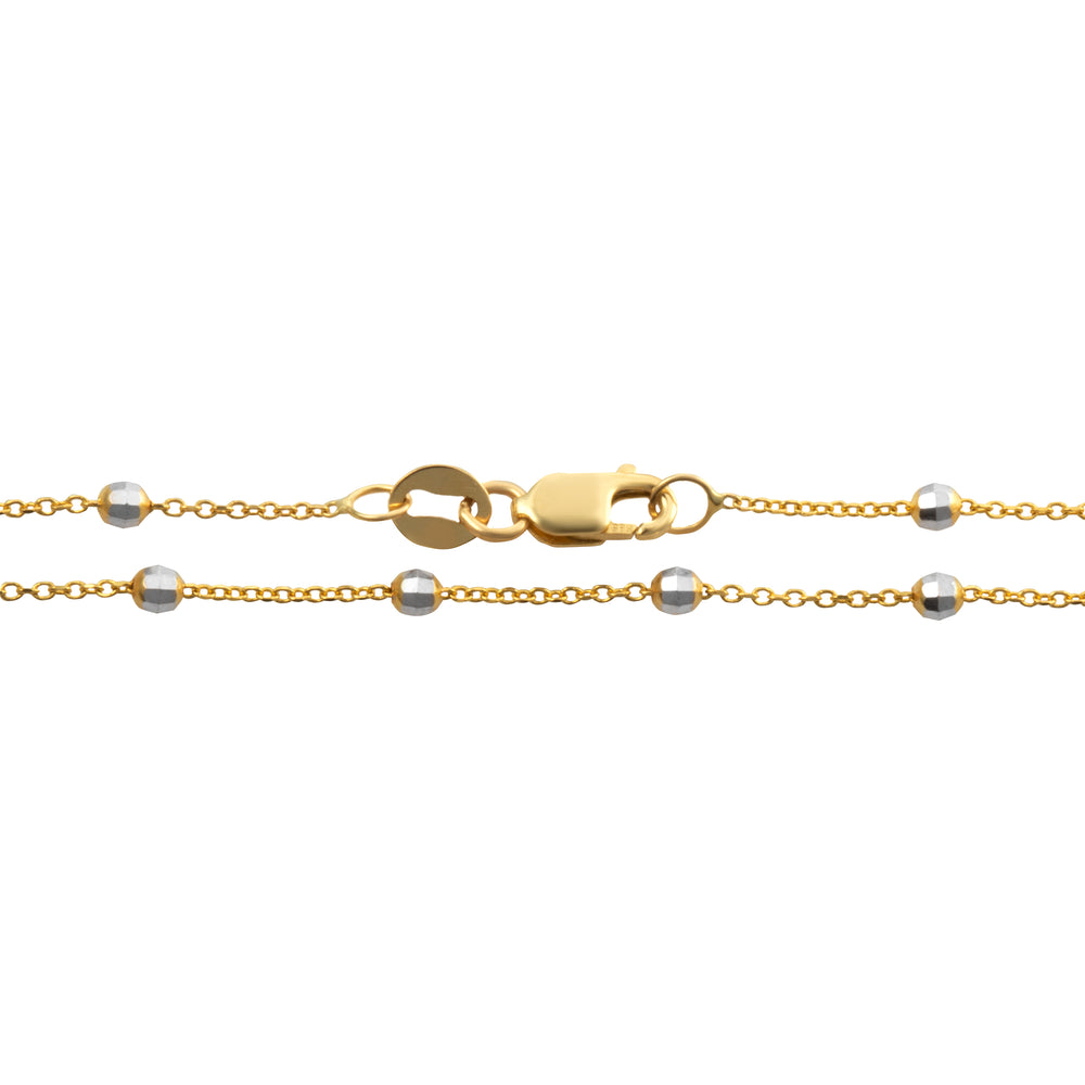 14K Gold Beaded Rolo Chain Bracelet