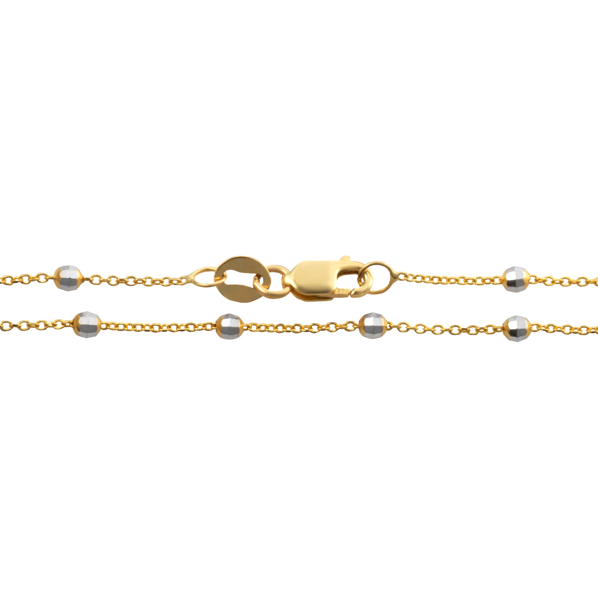 14K Gold Beaded Rolo Chain Bracelet