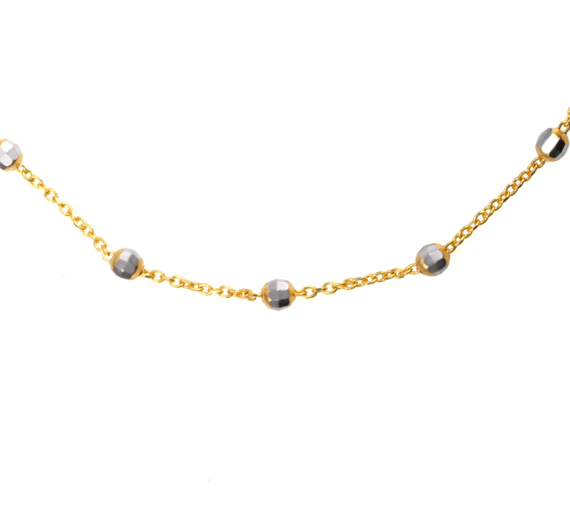 14K Gold Beaded Rolo Chain Bracelet, view 4