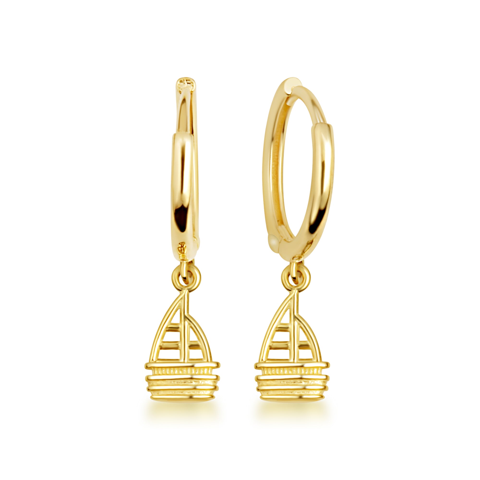 14K Gold Boat Earrings