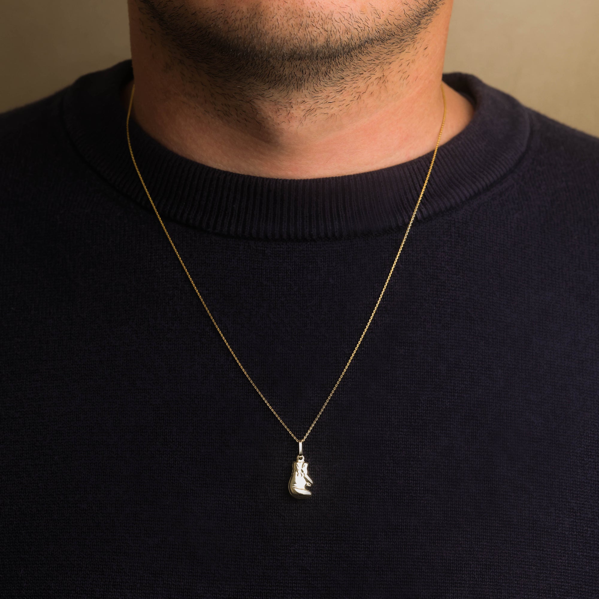 14K Gold Boxing Glove Pendant Necklace, view 2