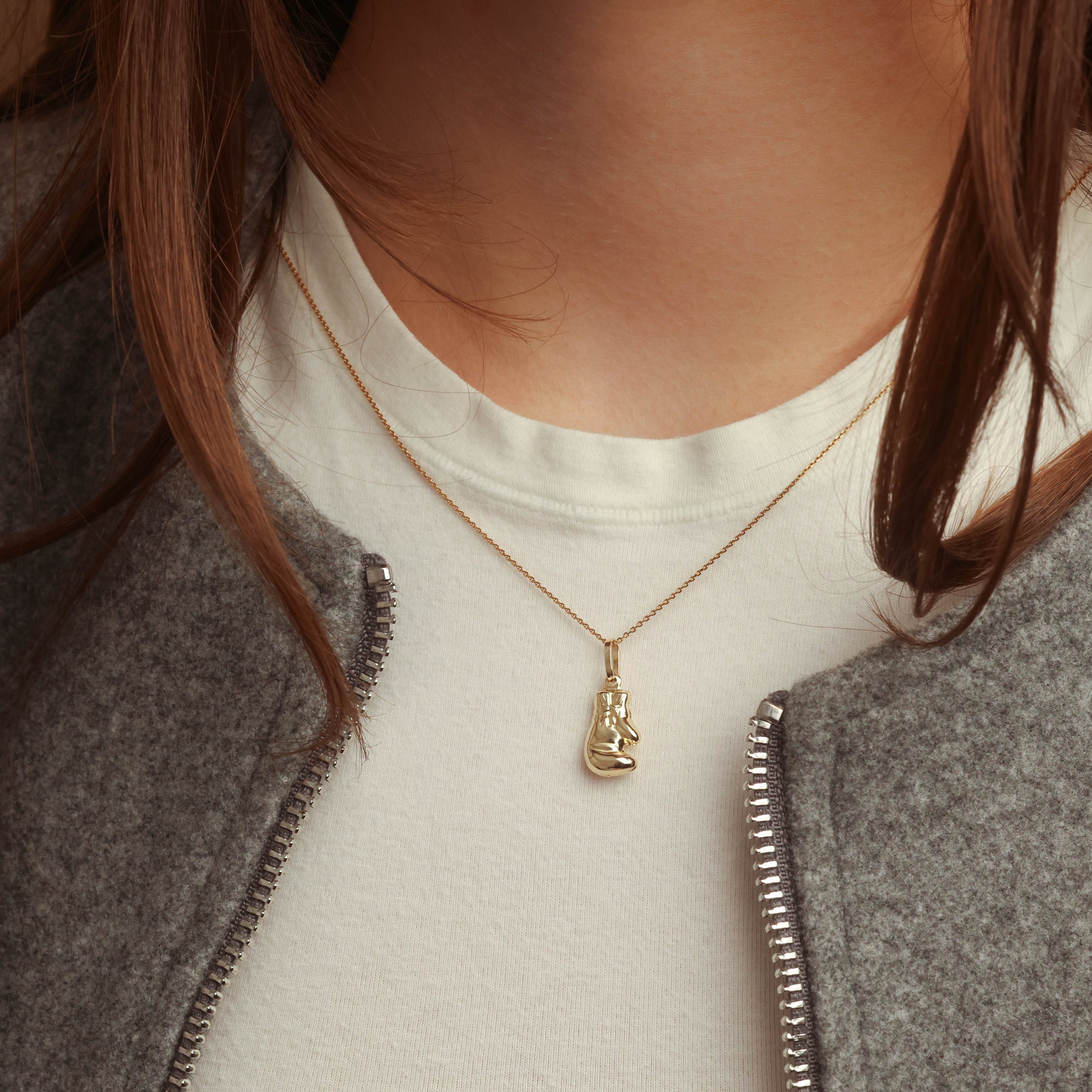 14K Gold Boxing Glove Pendant Necklace, view 3