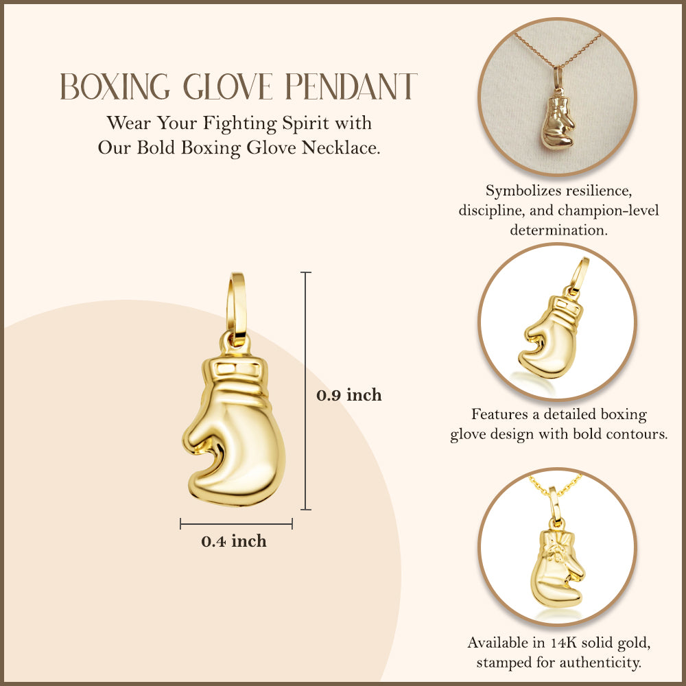 14K Gold Boxing Glove Pendant Necklace, view 4
