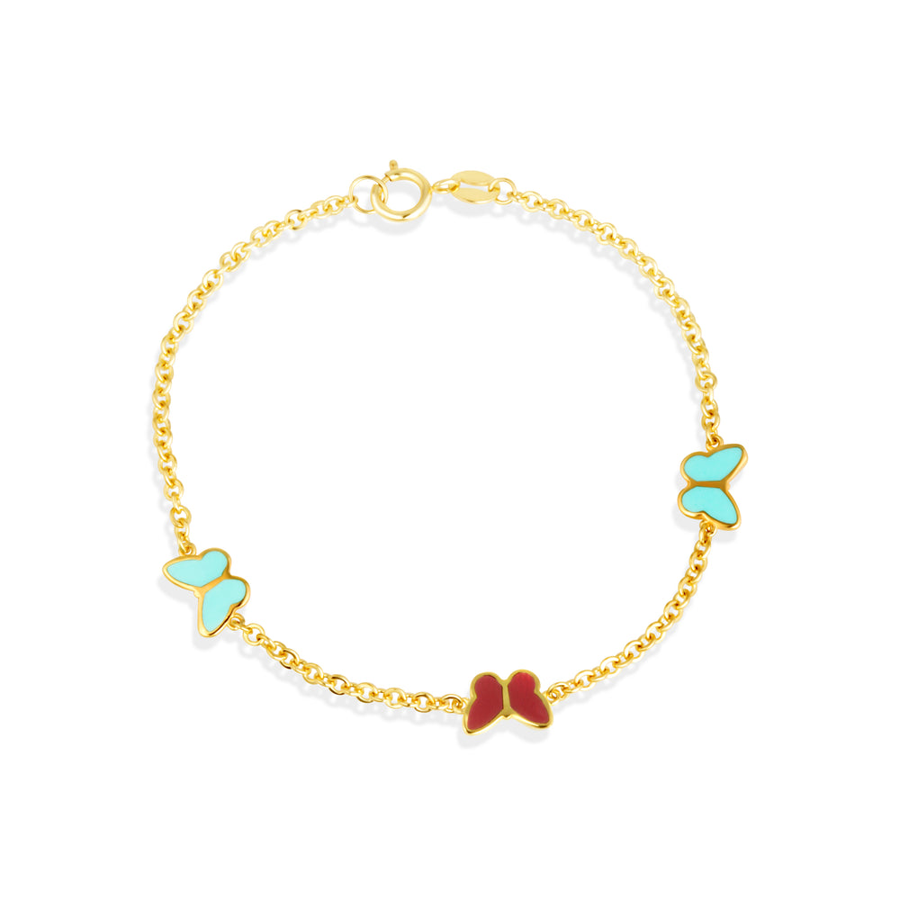 14K Gold Butterfly Bracelet (5.25")