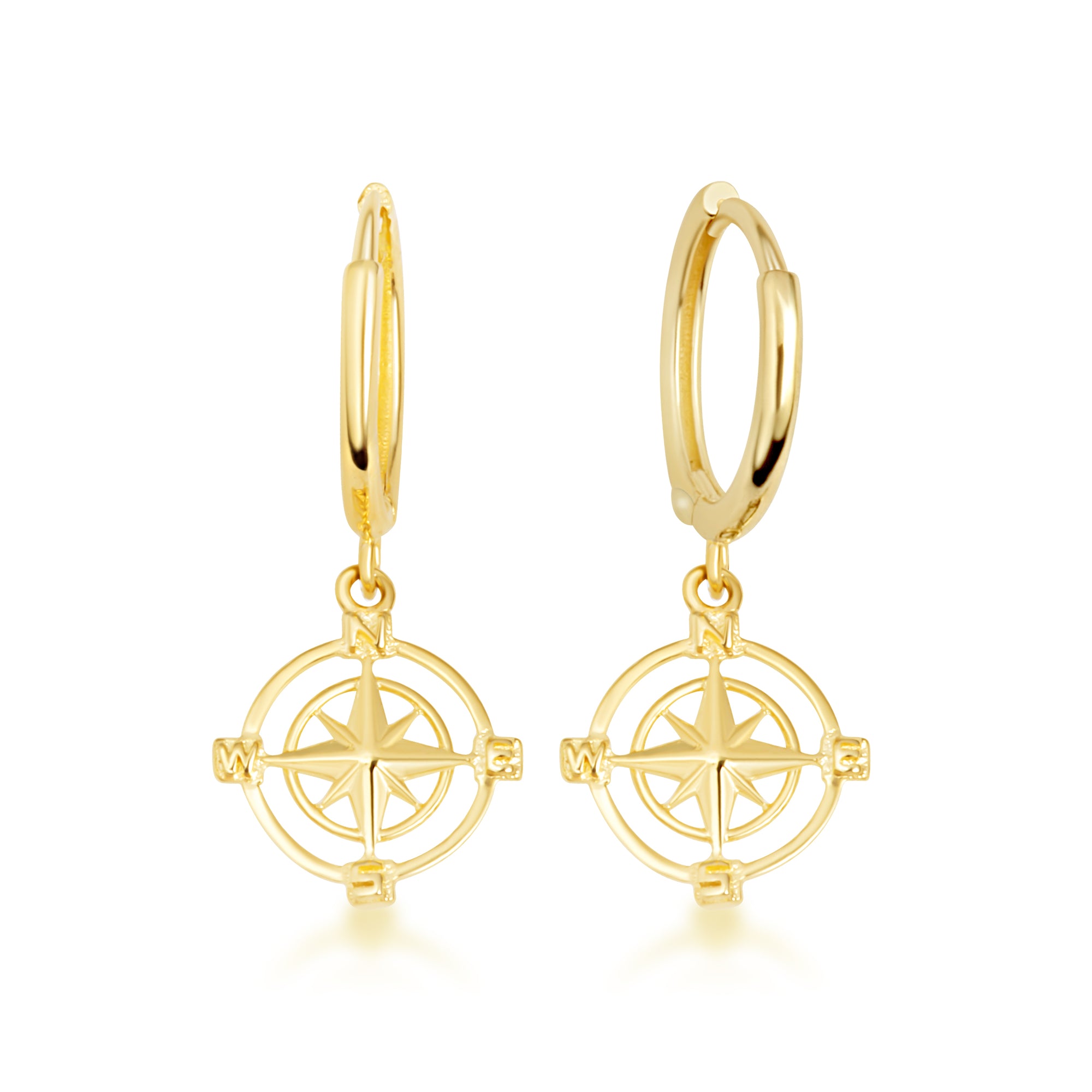 14K Gold Compass Earrings