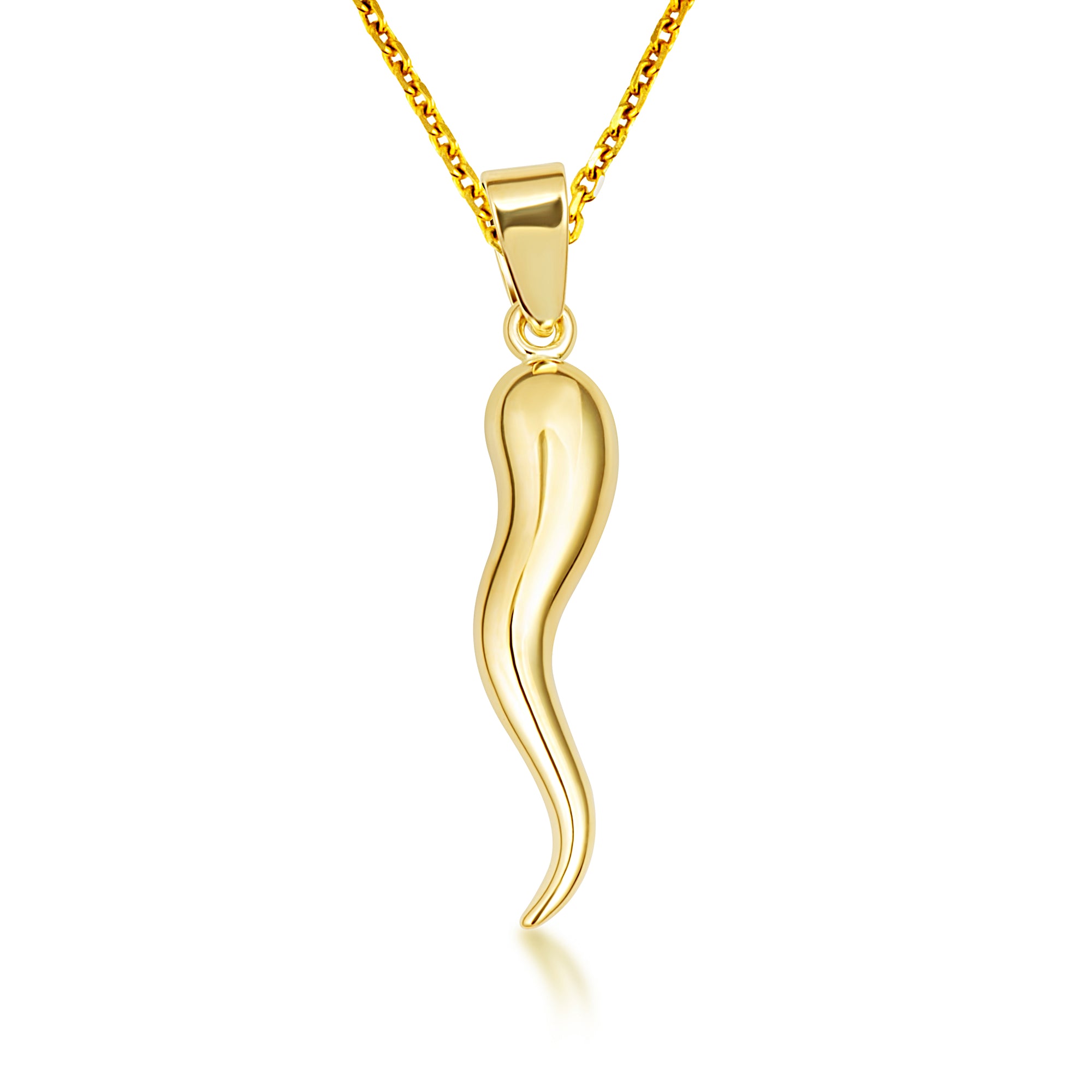 14K Gold Cornicello Italian Horn Pendant Necklace, view 4