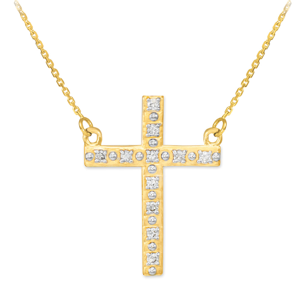 14K Gold Cross Necklace with Diamonds