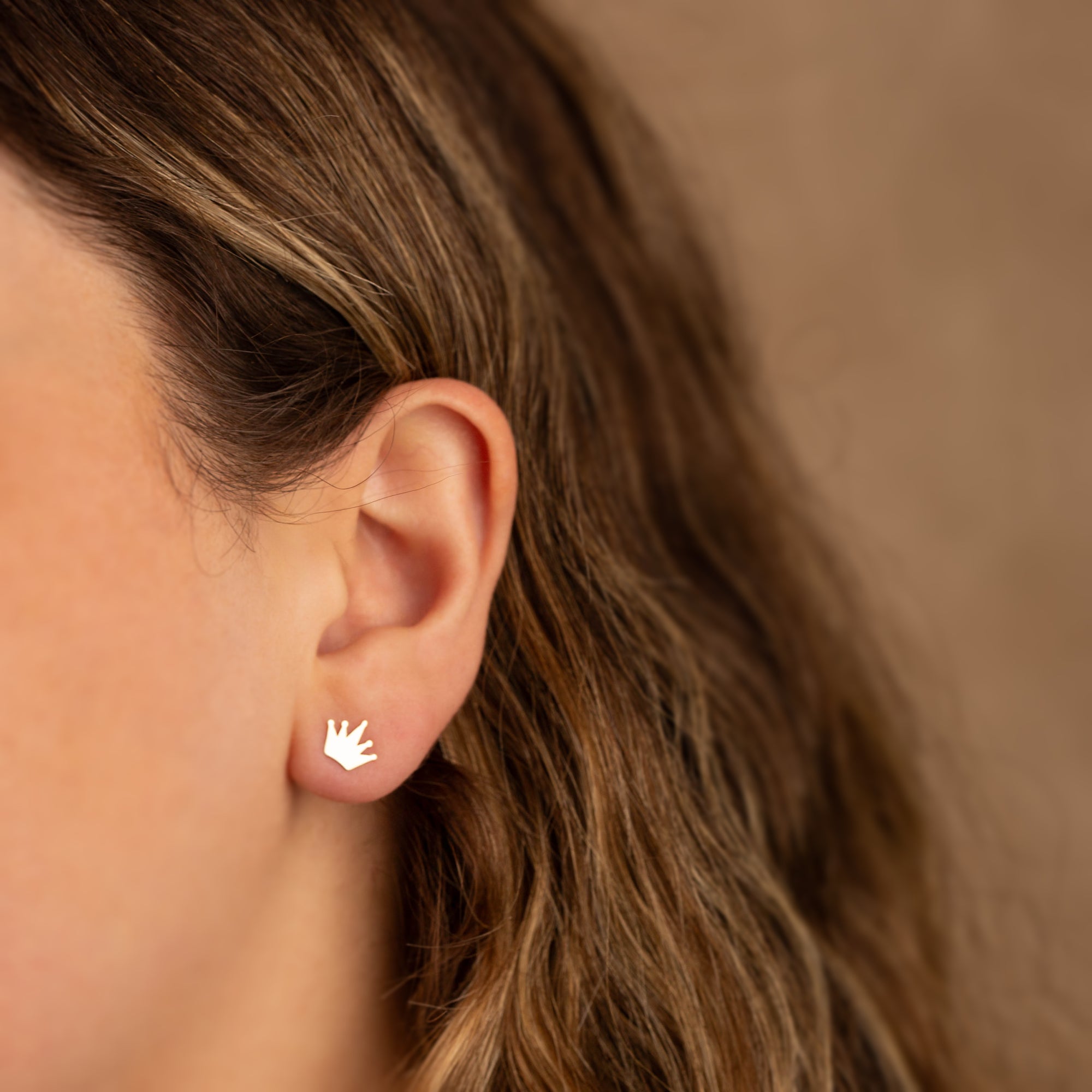 14K Gold Crown Earrings, view 2