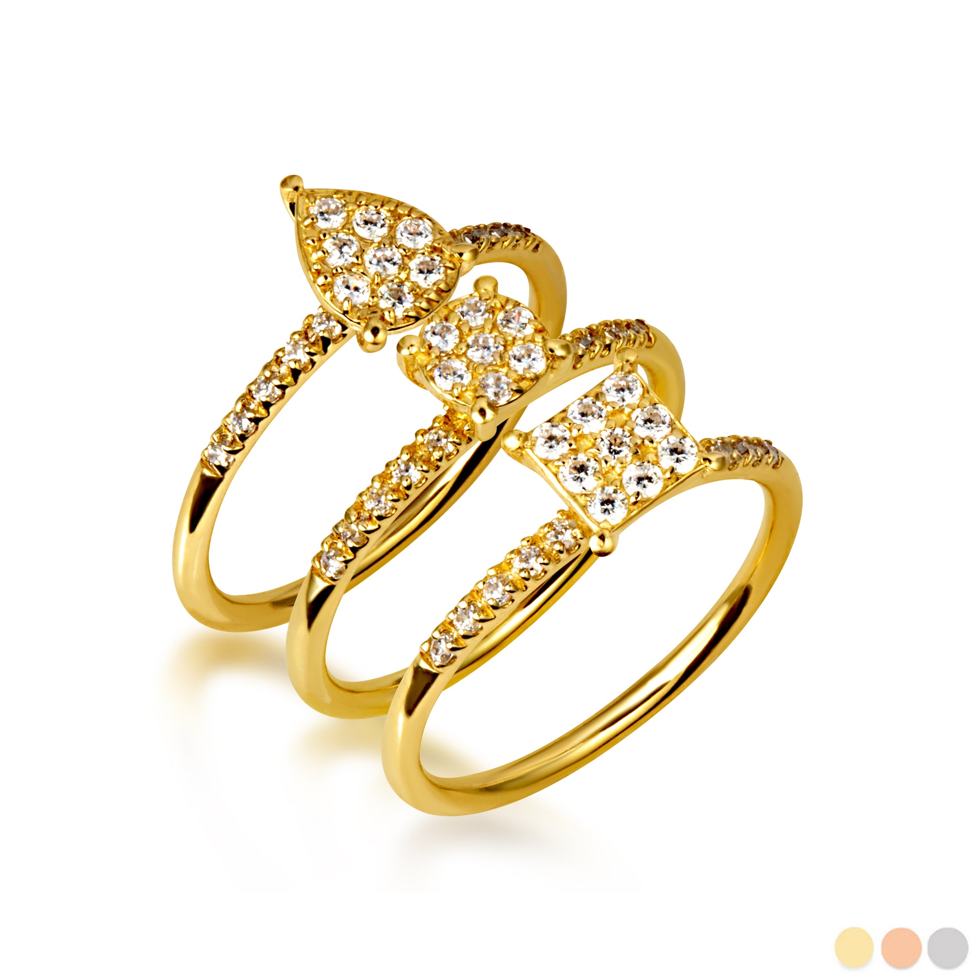 14K Gold Cubic Zirconia Pavé Set Ring