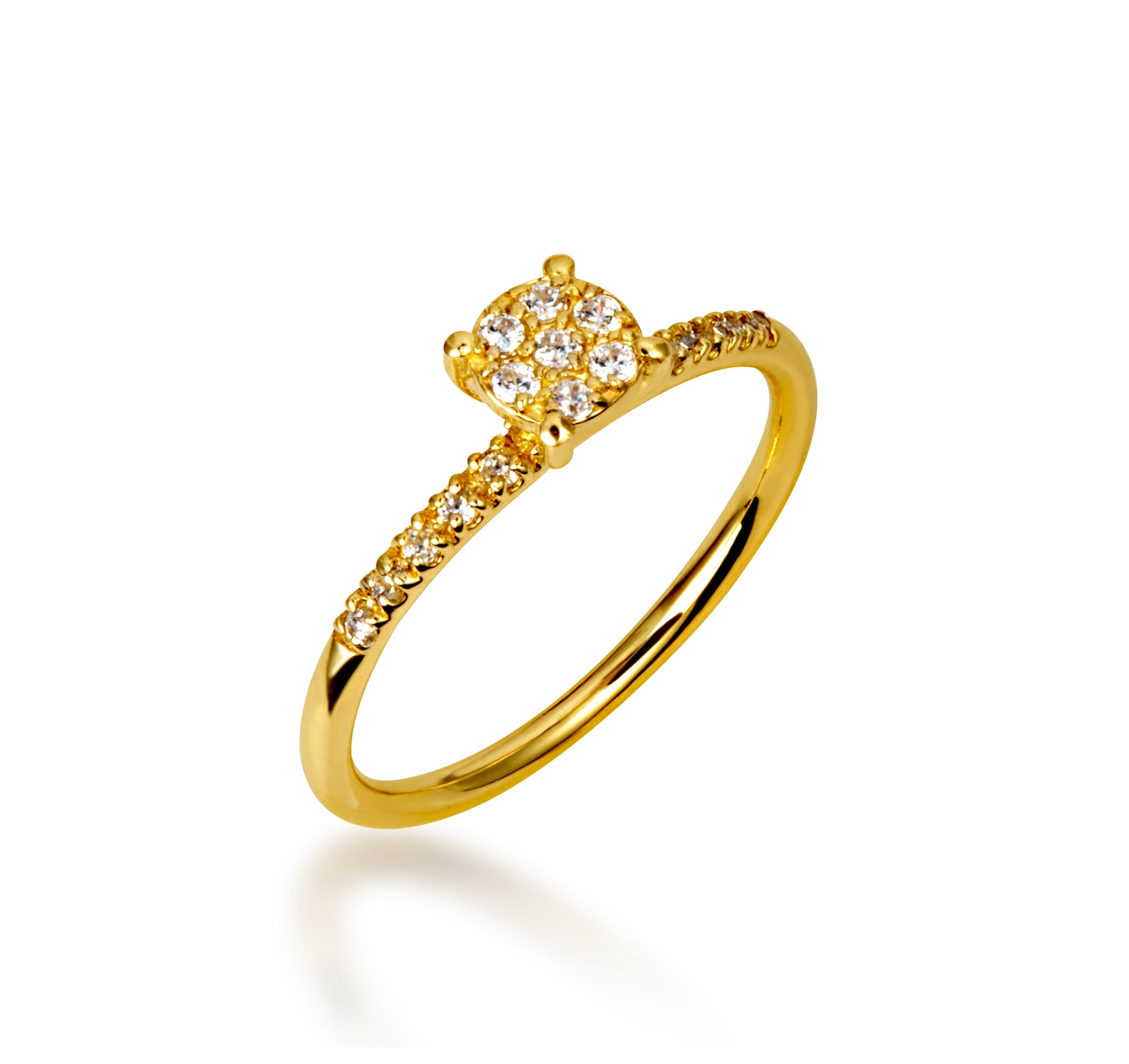 14K Gold Cubic Zirconia Pavé Set Ring, view 4