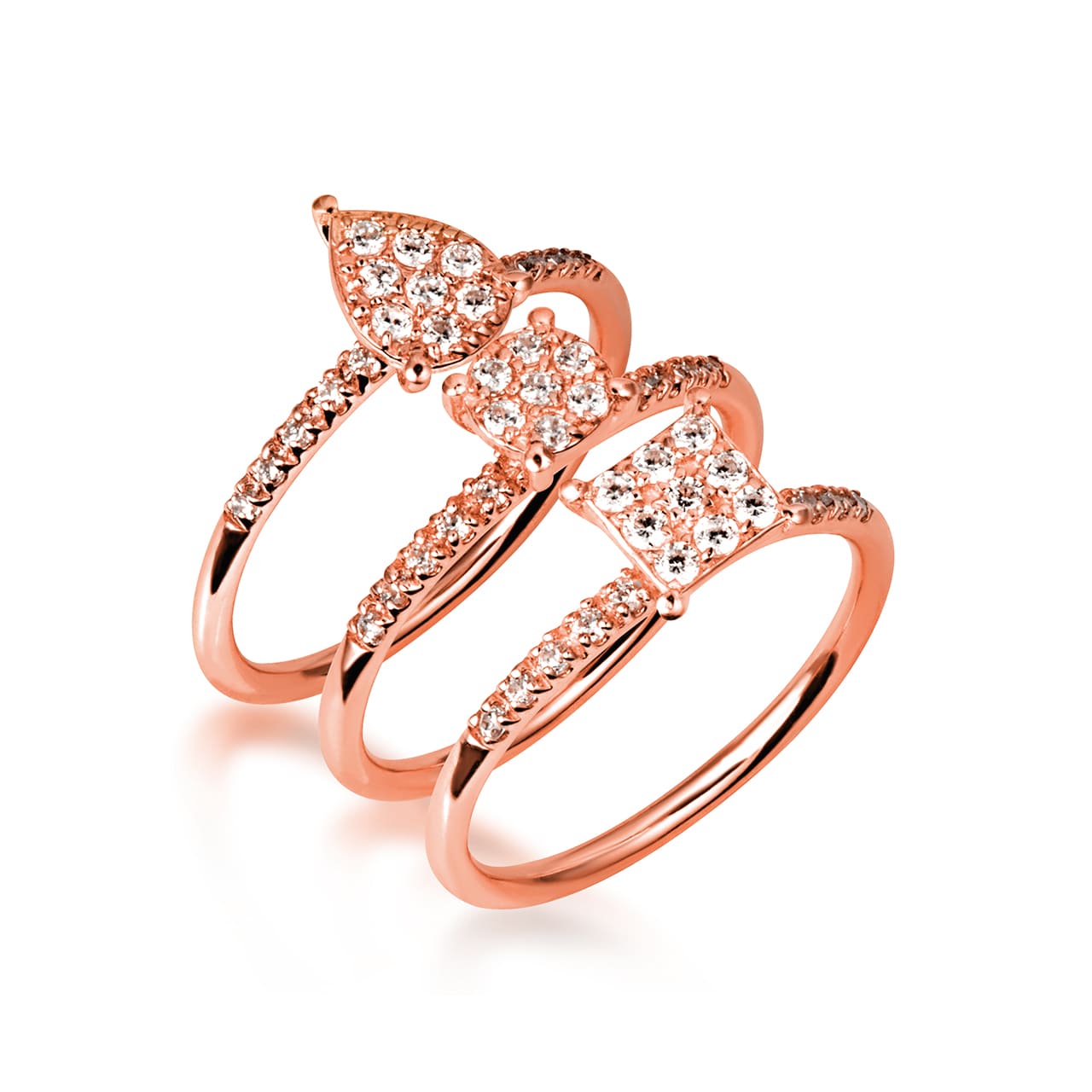 14K Gold Cubic Zirconia Pavé Set Ring, view 10