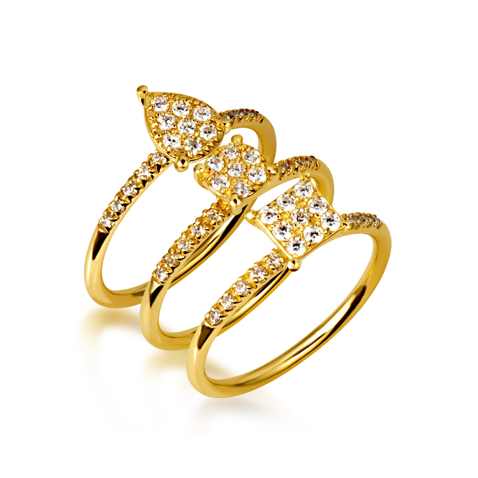 14K Gold Cubic Zirconia Pavé Set Ring, view 14