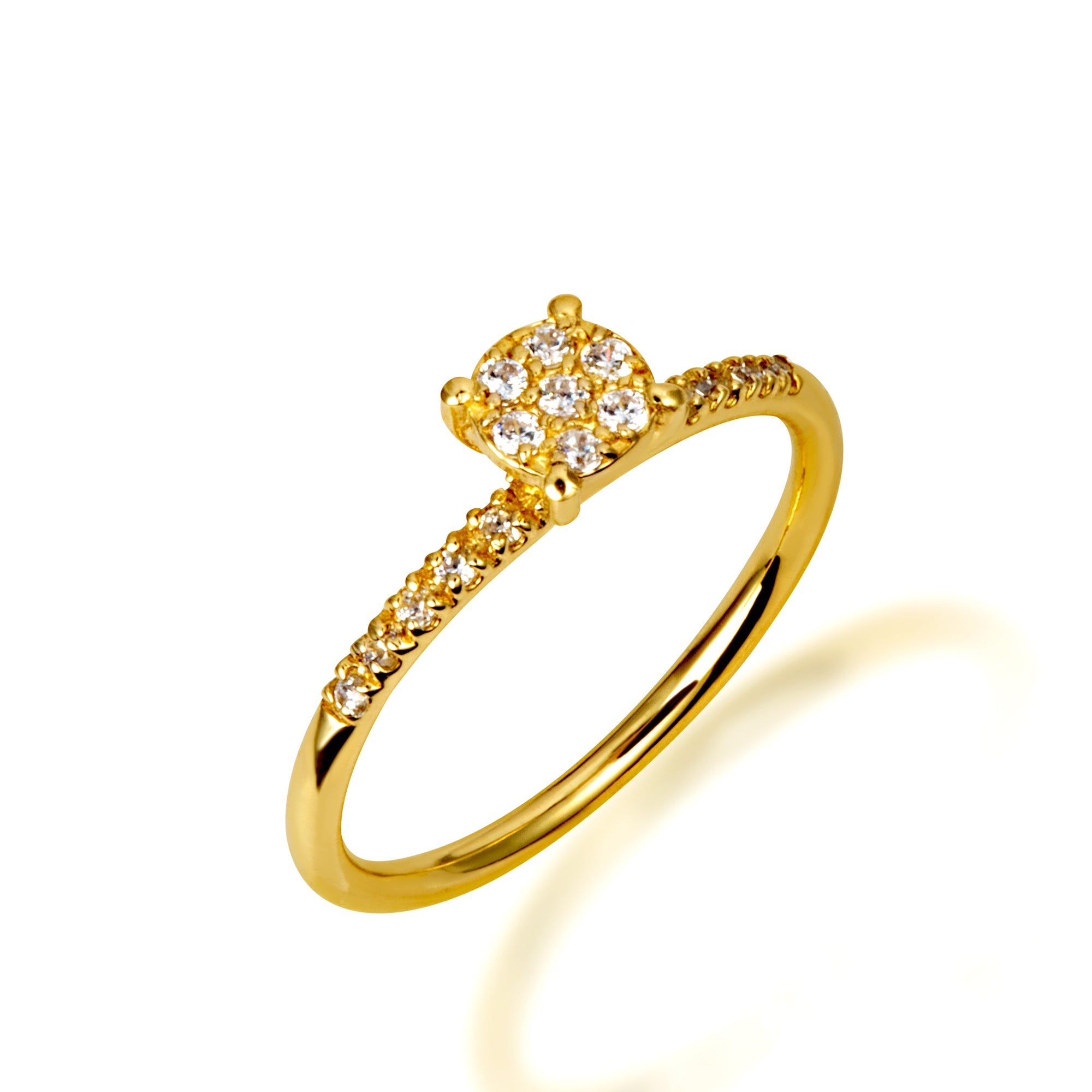 14K Gold Cubic Zirconia Pavé Set Wedding Band Ring Set, view 3