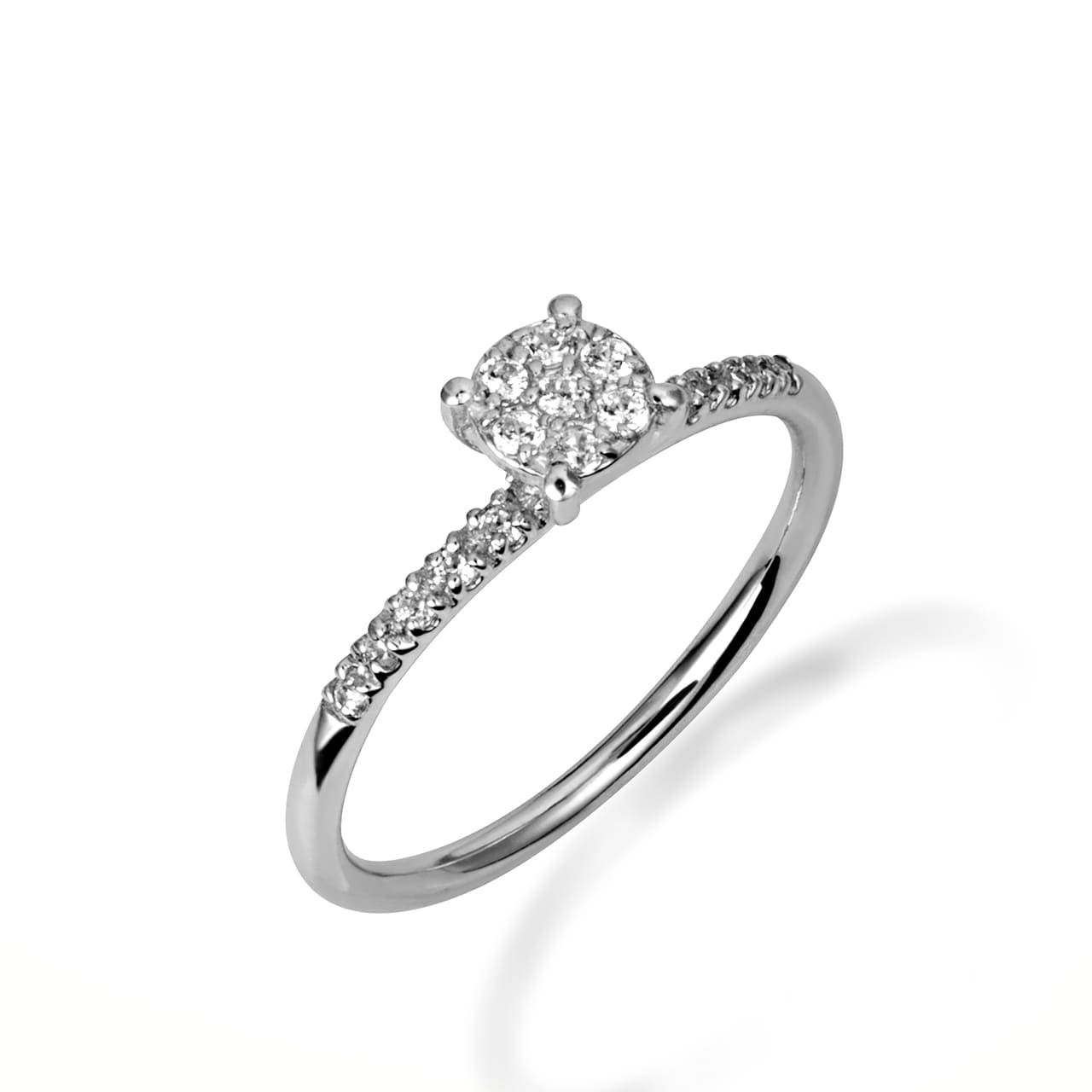 14K Gold Cubic Zirconia Pavé Set Wedding Band Ring Set, view 5