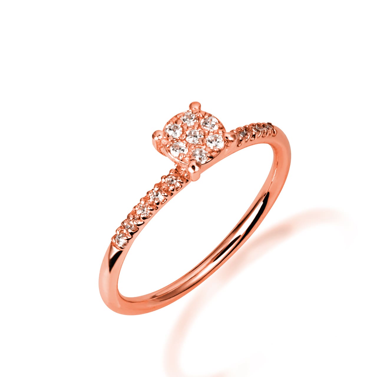 14K Gold Cubic Zirconia Pavé Set Wedding Band Ring Set, view 8