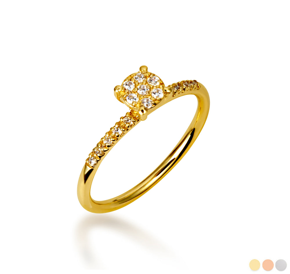 14K Gold Cubic Zirconia Pavé Set Wedding Ring