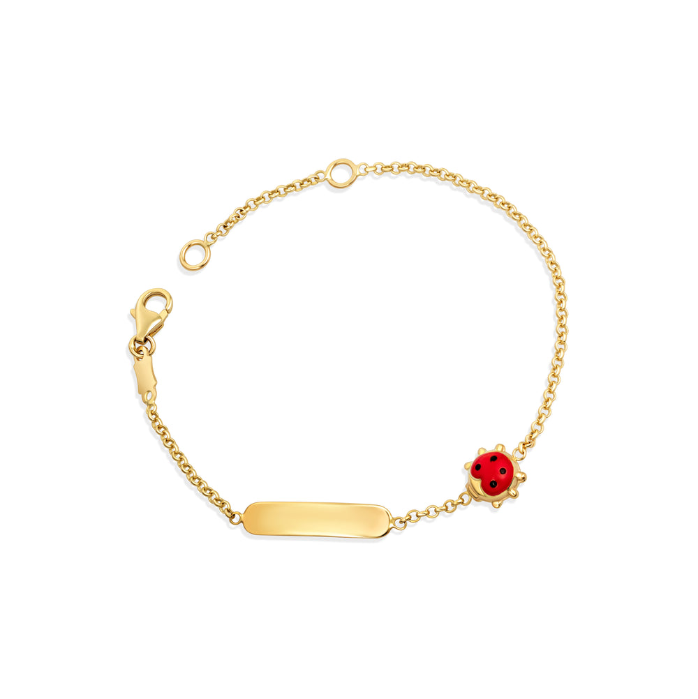 14K Gold Custom Baby Name Ladybug Charm Bracelet