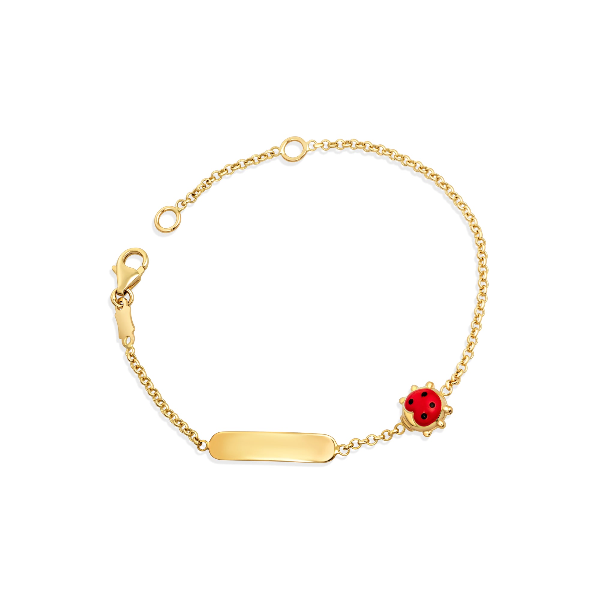14K Gold Custom Baby Name Ladybug Charm Bracelet