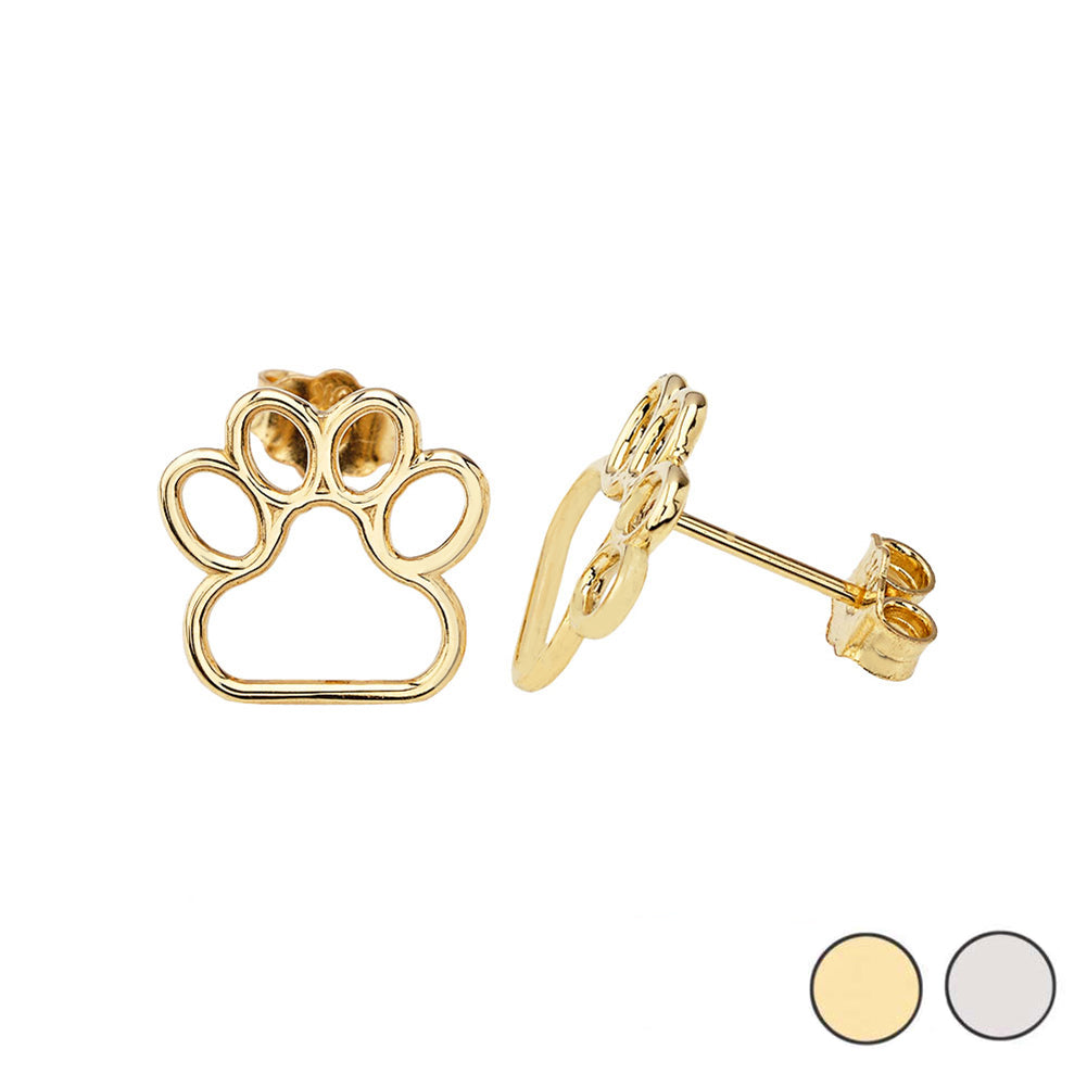 14K Gold Dainty Dog Paw Print Earrings