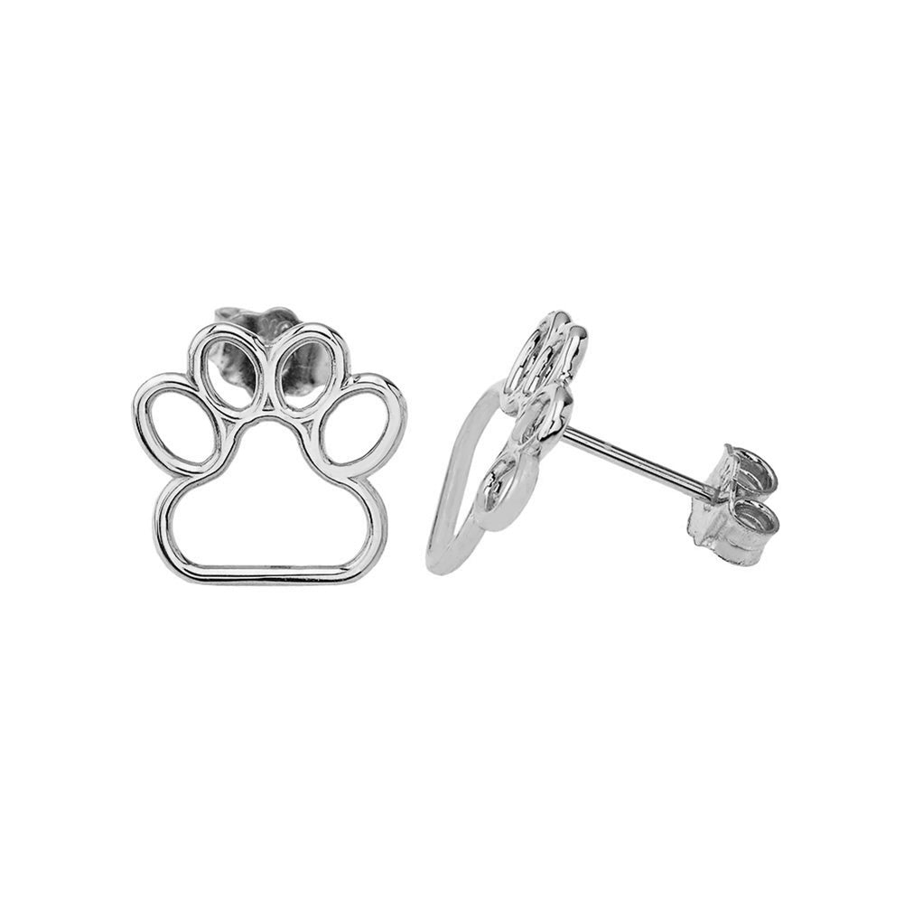 14K Gold Dainty Dog Paw Print Earrings, view 3
