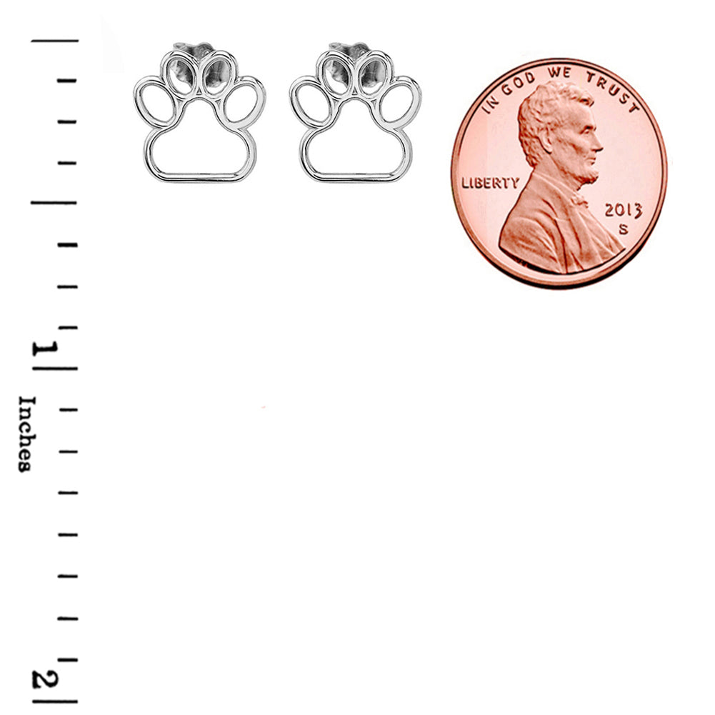 14K Gold Dainty Dog Paw Print Earrings, view 4