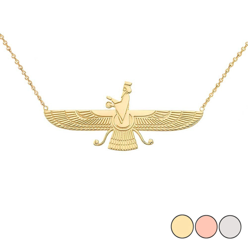 14K Gold Dainty Faravahar Necklace