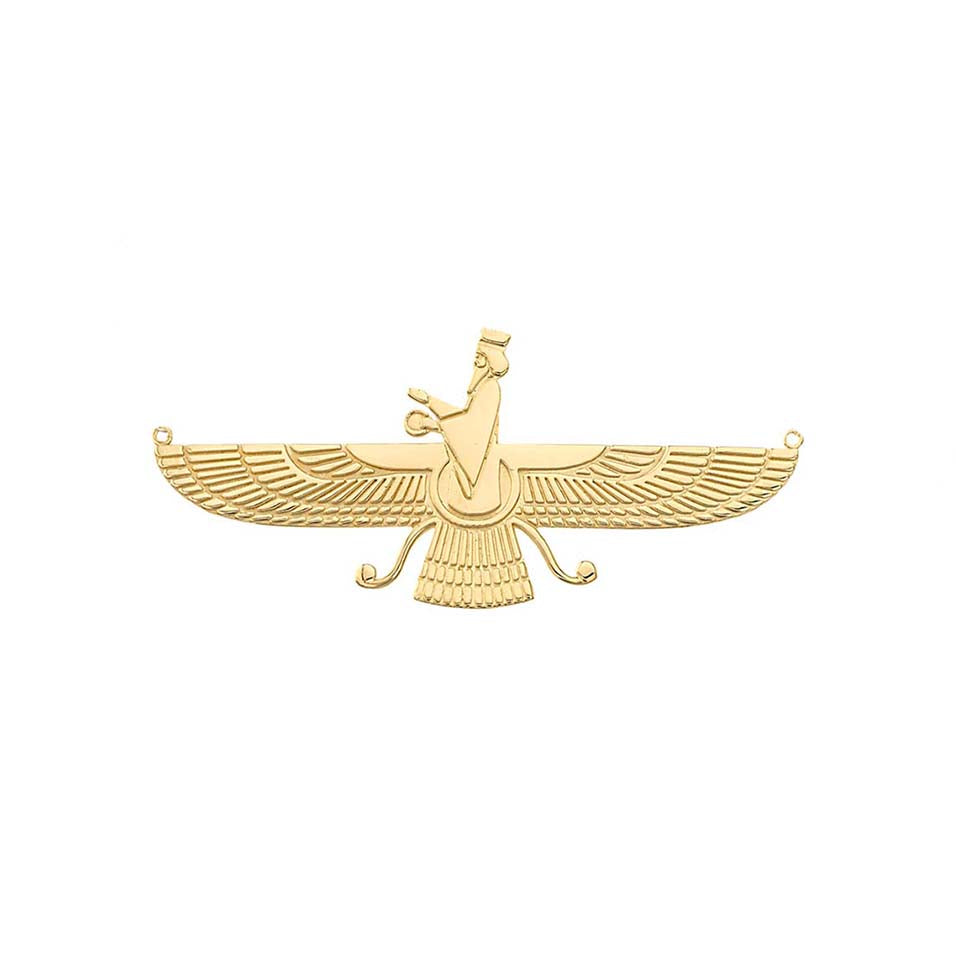 14K Gold Dainty Faravahar Necklace, view 2