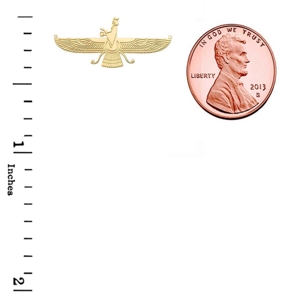 14K Gold Dainty Faravahar Necklace, view 3