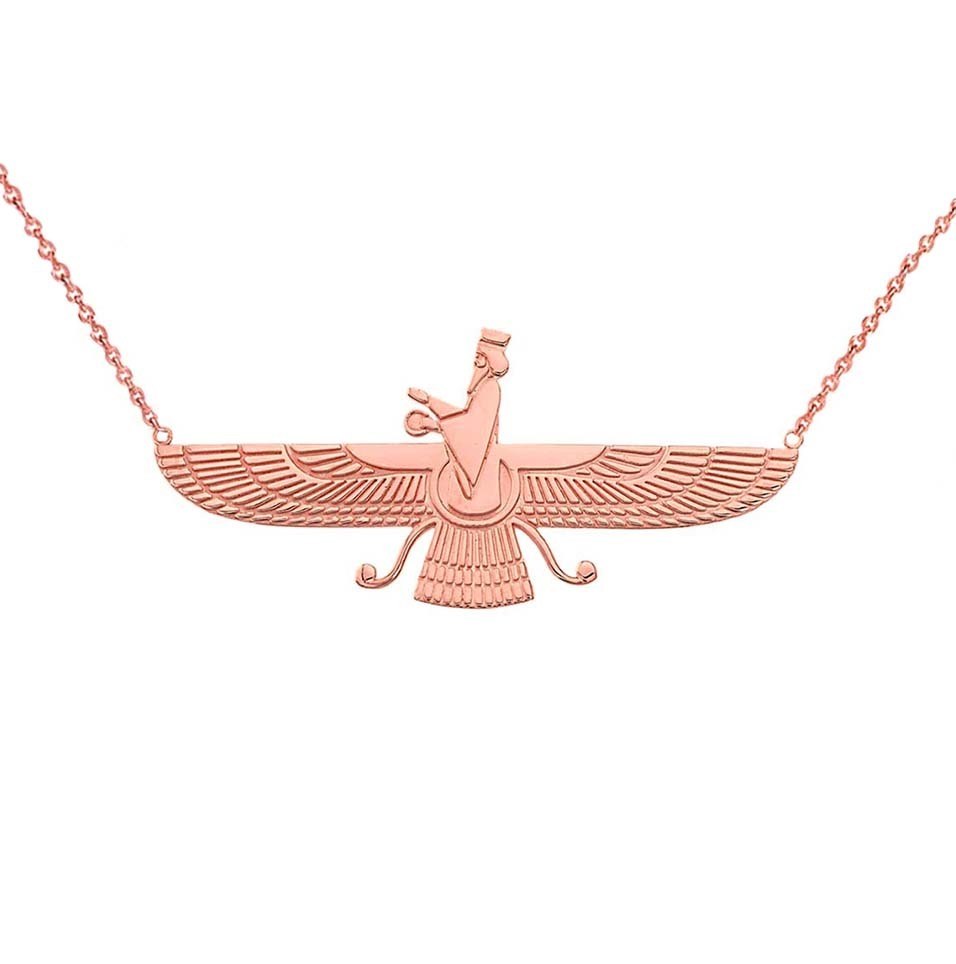 14K Gold Dainty Faravahar Necklace, view 4