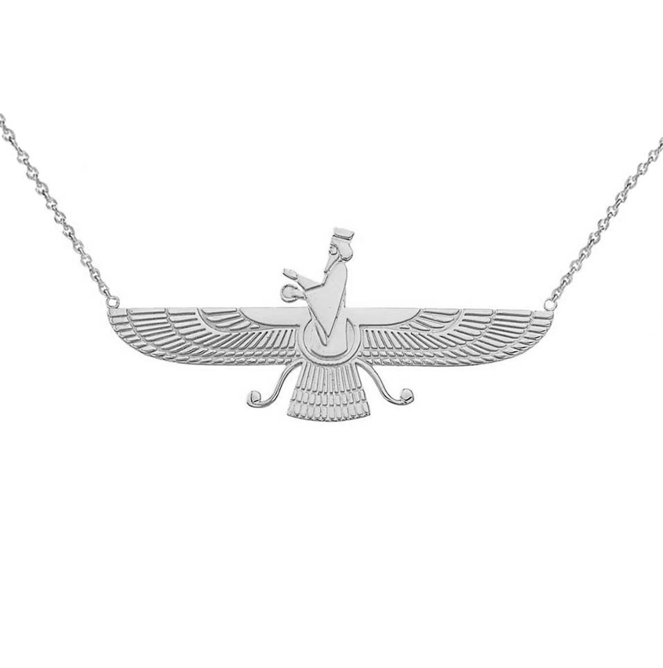 14K Gold Dainty Faravahar Necklace, view 7