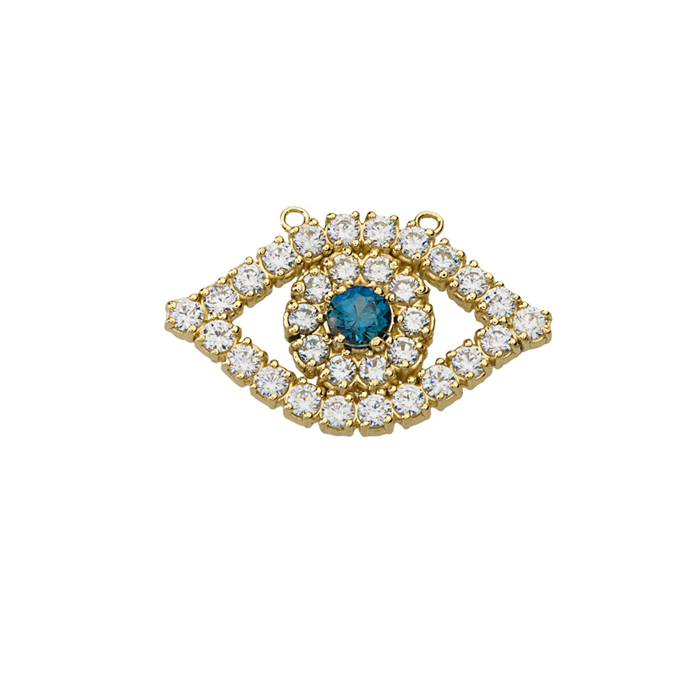 14K Gold Diamond and Sapphire Evil Eye Necklace, view 2