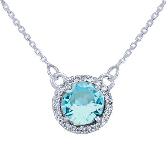 14K Gold Diamond Aquamarine Necklace, view 3