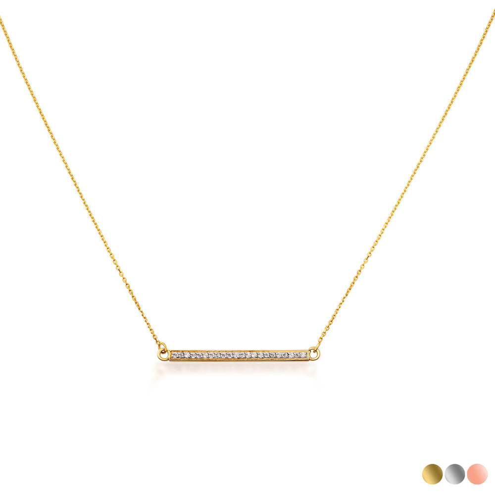 14K Gold Diamond Bar Necklace