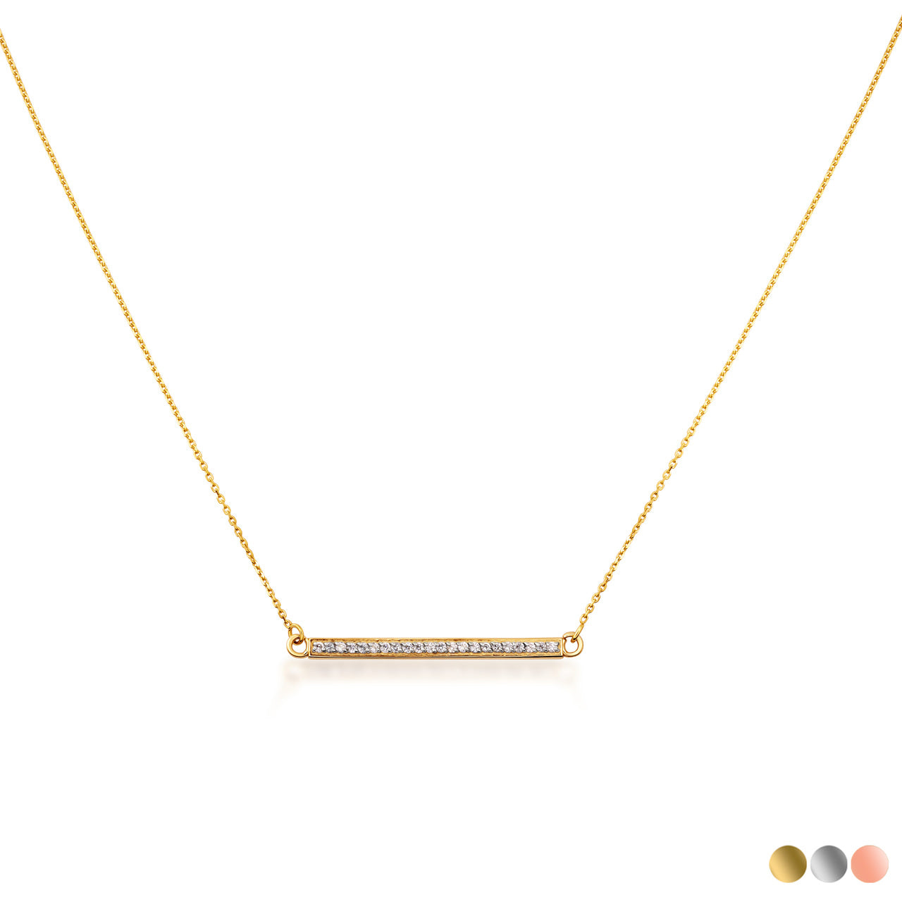 14K Gold Diamond Bar Necklace
