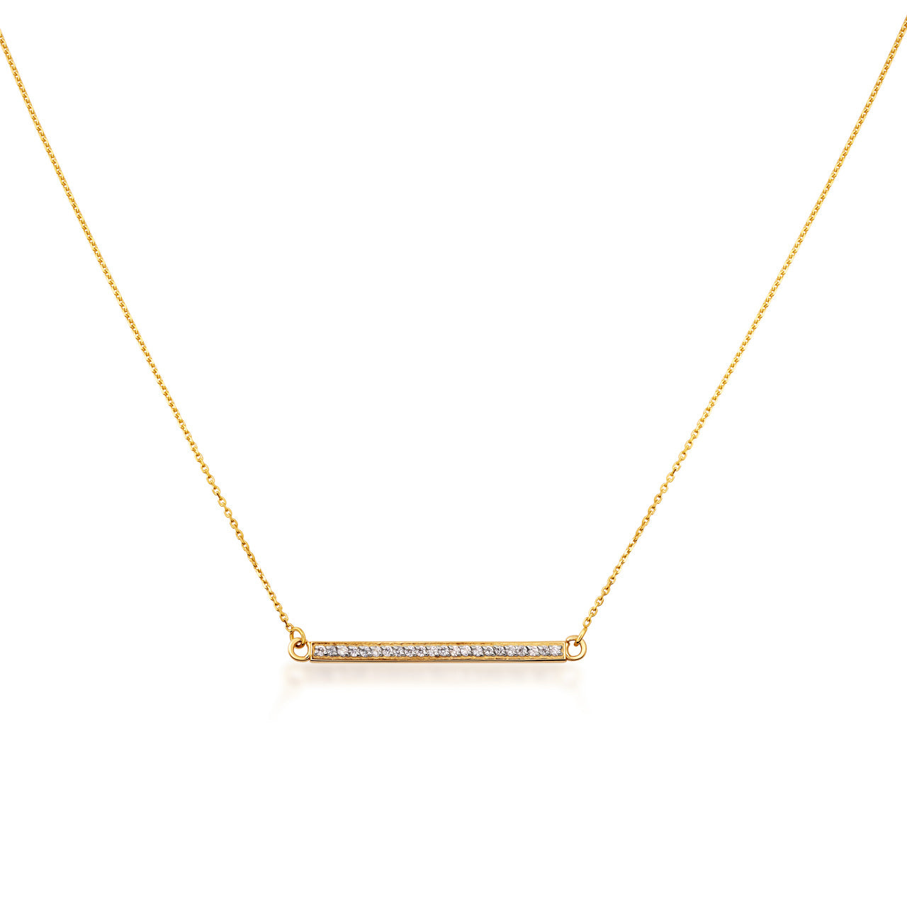 14K Gold Diamond Bar Necklace, view 4