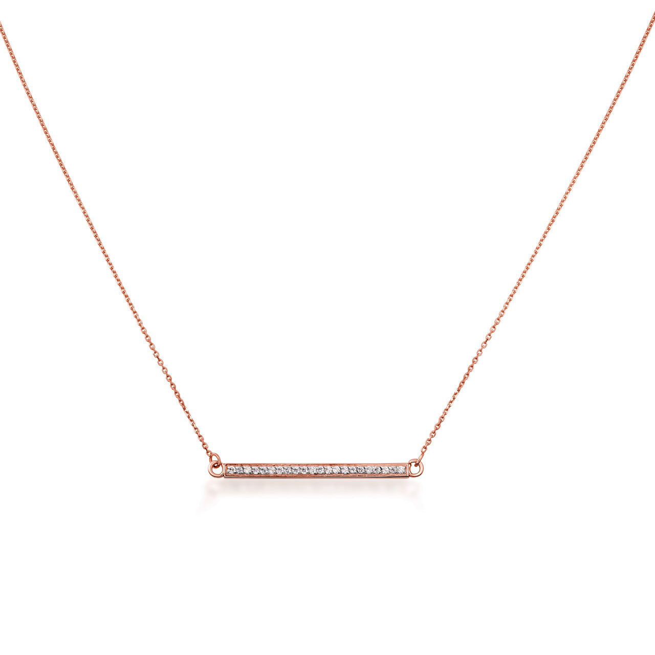 14K Gold Diamond Bar Necklace, view 5