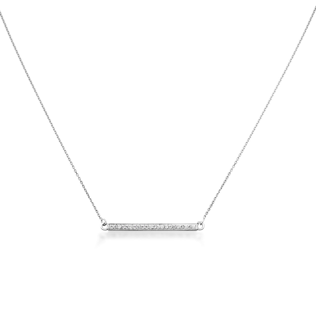 14K Gold Diamond Bar Necklace, view 6