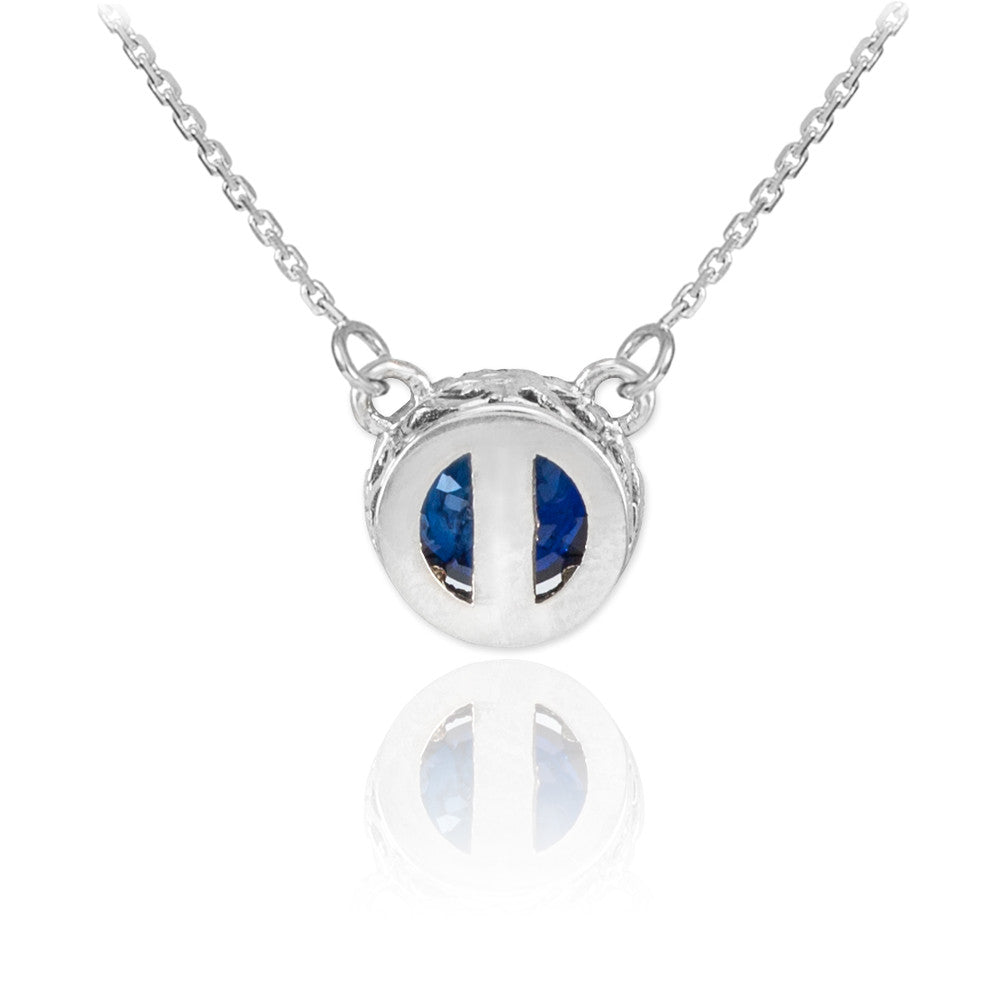 14K Gold Diamond Blue Sapphire Necklace, view 3