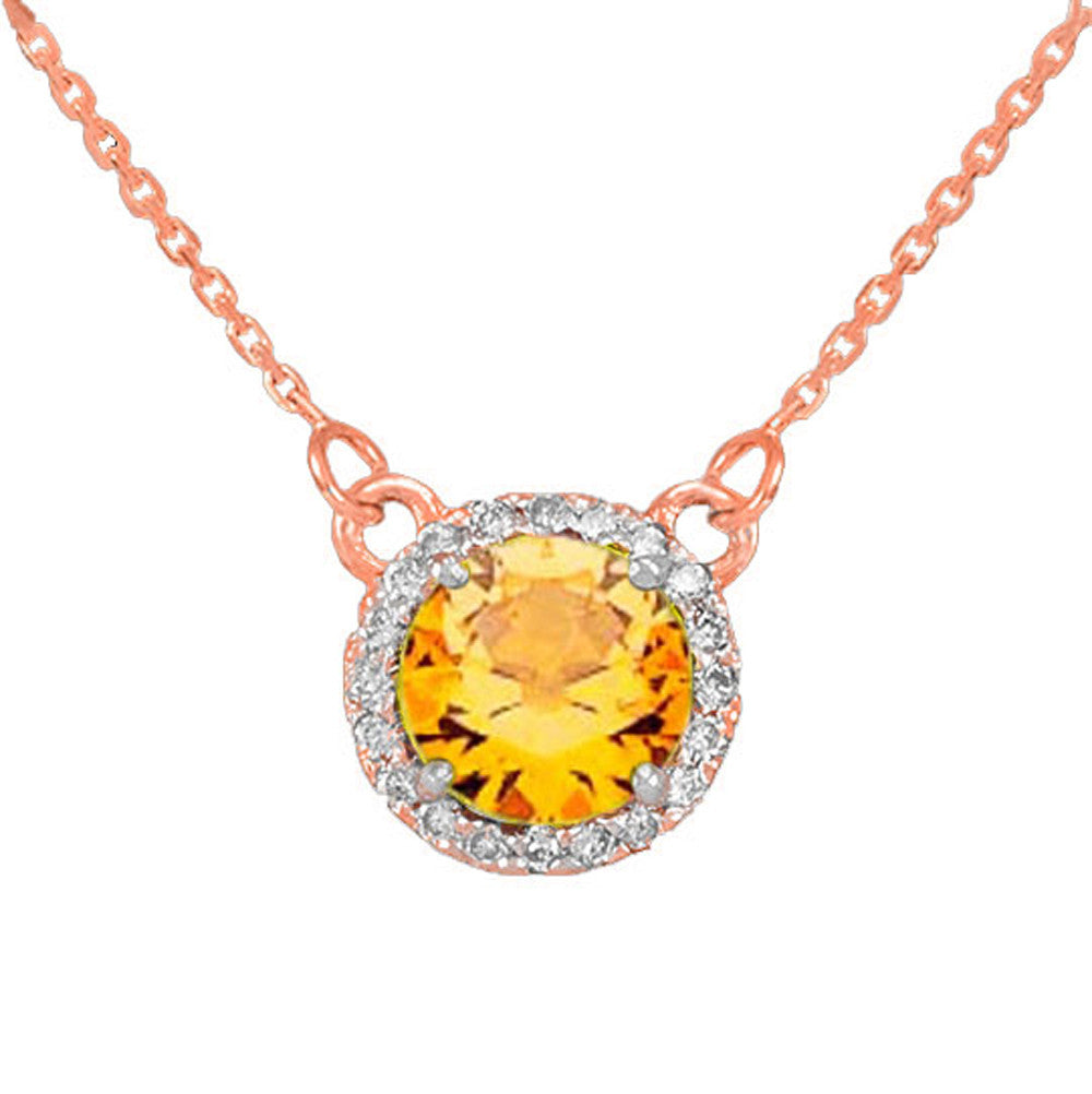 14K Gold Diamond Citrine Necklace, view 2