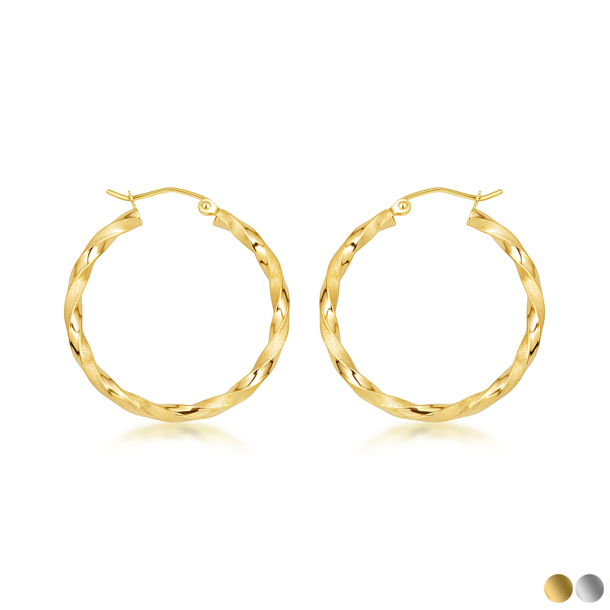 14K Gold Diamond Cut Twisted Hoop Earrings