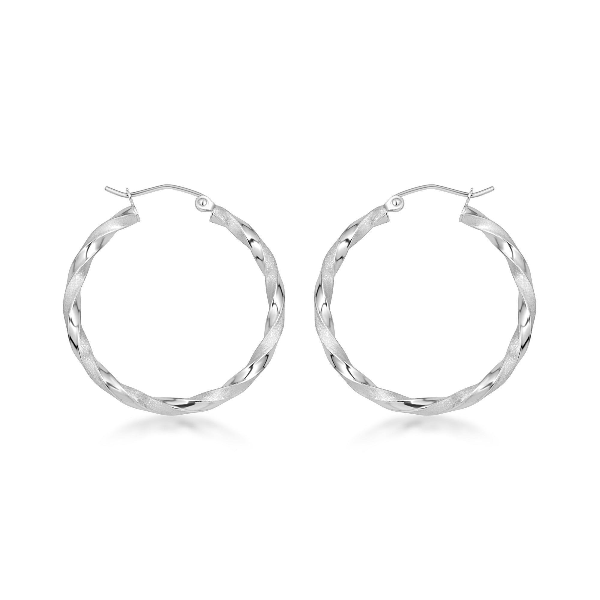 14K Gold Diamond Cut Twisted Hoop Earrings, view 4