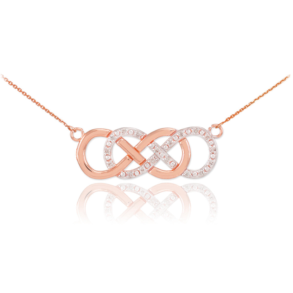 14K Gold Diamond Double Infinity Pendant Necklace, view 2